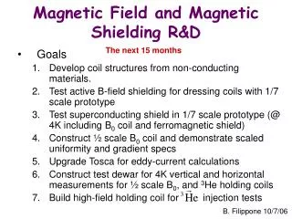 Magnetic Field and Magnetic Shielding R&amp;D
