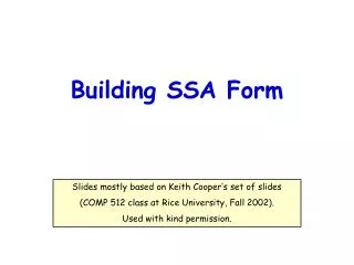 Building SSA Form