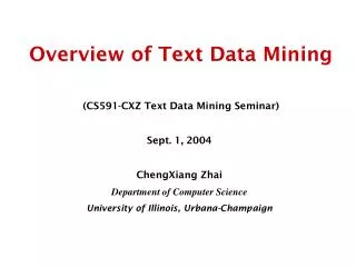 Overview of Text Data Mining