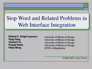 stop word and related problems in web interface integration