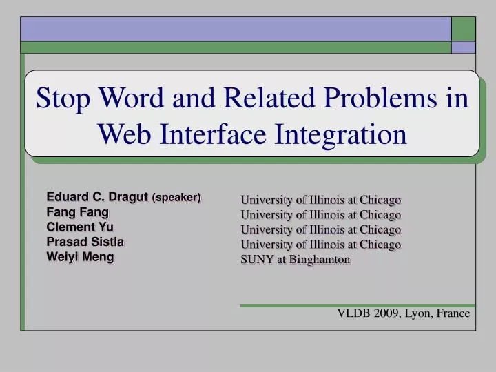 stop word and related problems in web interface integration
