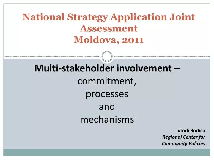 national strategy application joint assessment moldova 2011