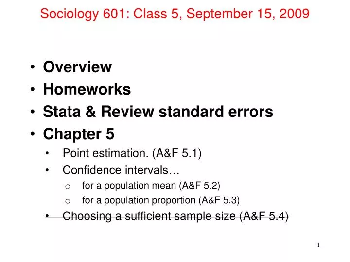 sociology 601 class 5 september 15 2009