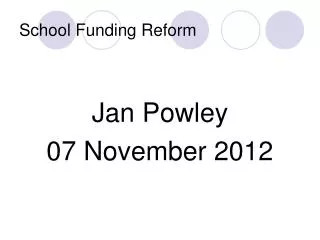 School Funding Reform