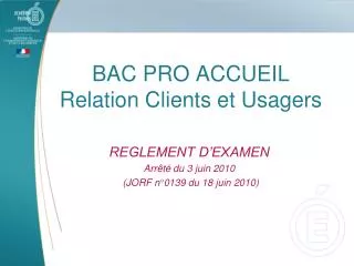 bac pro accueil relation clients et usagers