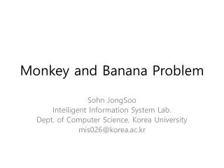 Monkey and Banana Problem