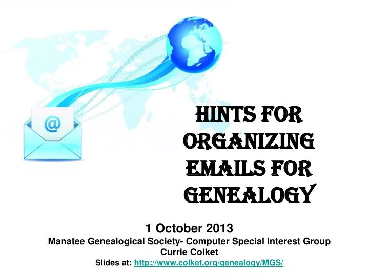 hints for organizing emails for genealogy