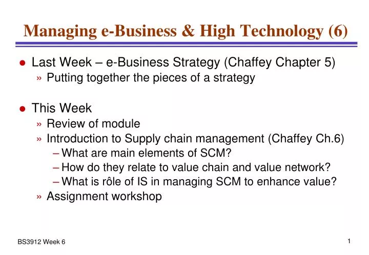 managing e business high technology 6