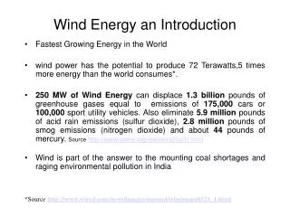 Wind Energy an Introduction