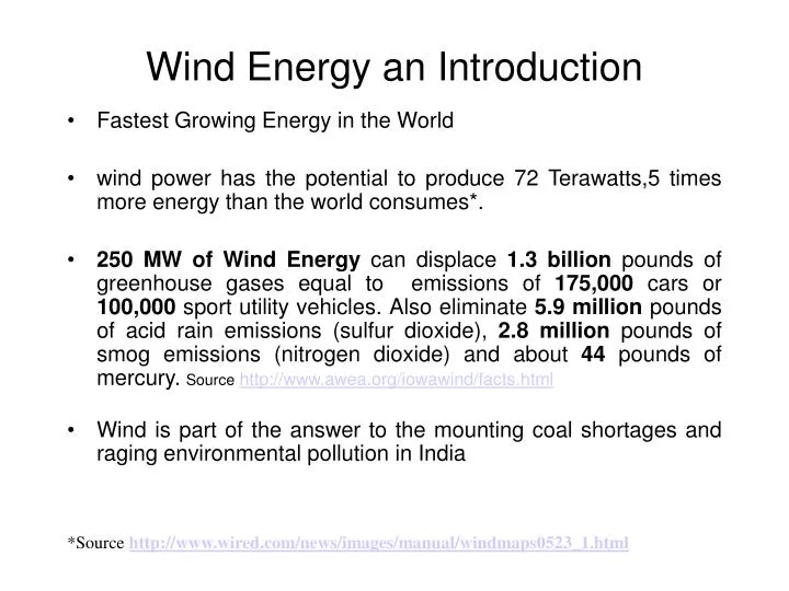 wind energy an introduction