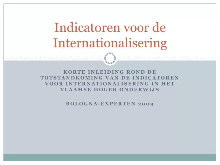 indicatoren voor de internationalisering