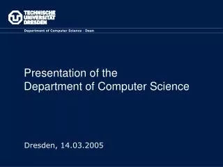 Presentation of the Department of Computer Science