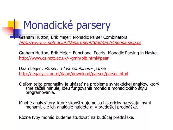 monadick parsery