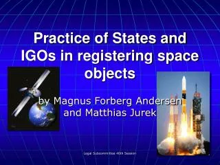 Practice of States and IGOs in registering space objects