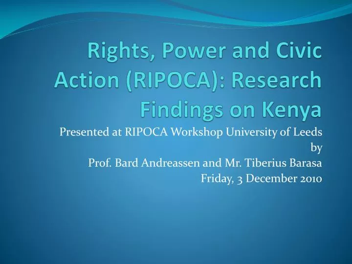 rights power and civic action ripoca research findings on kenya
