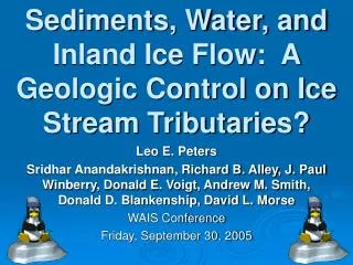 Sediments, Water, and Inland Ice Flow: A Geologic Control on Ice Stream Tributaries?