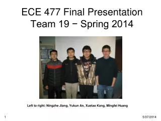 ECE 477 Final Presentation Team 19 ? Spring 2014