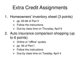 Extra Credit Assignments