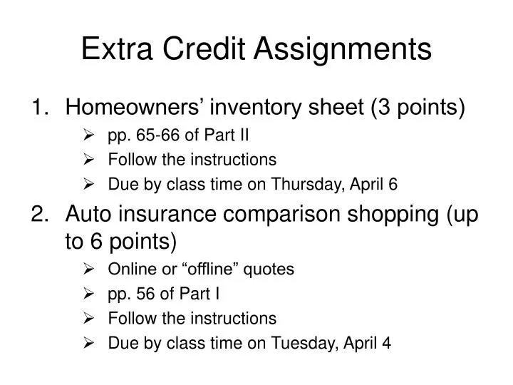 extra credit assignments