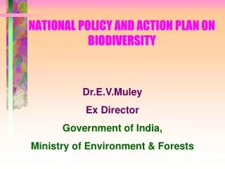 NATIONAL POLICY AND ACTION PLAN ON BIODIVERSITY