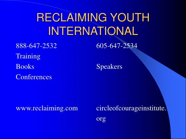 reclaiming youth international