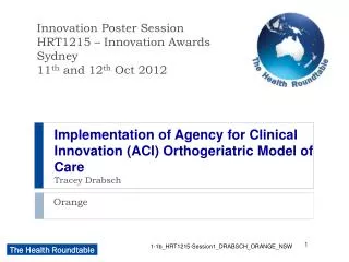 Implementation of Agency for Clinical Innovation (ACI) Orthogeriatric Model of Care Tracey Drabsch