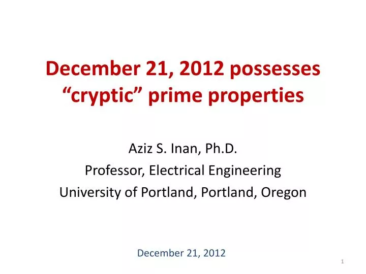 december 21 2012 possesses cryptic prime properties