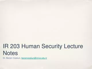 IR 203 Human Security Lecture Notes