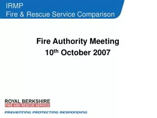IRMP Fire &amp; Rescue Service Comparison