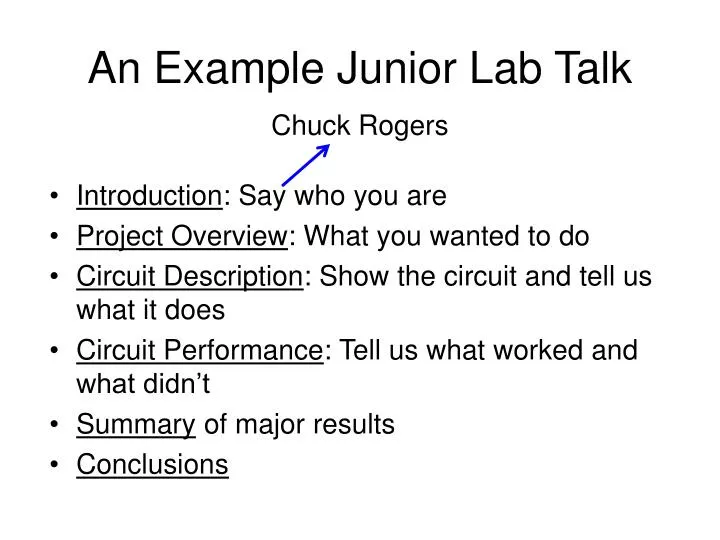 an example junior lab talk
