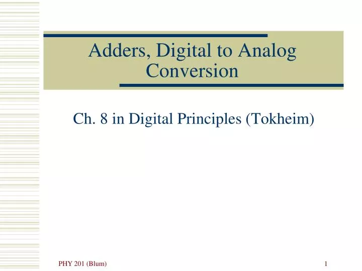 adders digital to analog conversion