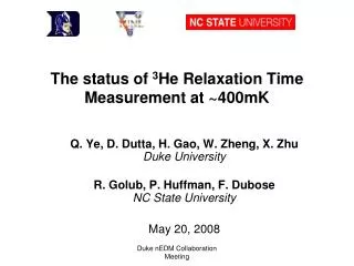 The status of 3 He Relaxation Time Measurement at ~400mK