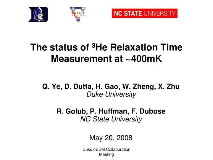 the status of 3 he relaxation time measurement at 400mk