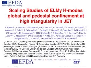 Scaling Studies of ELMy H-modes global and pedestal confinement at high triangularity in JET