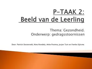 p taak 2 beeld van de leerling