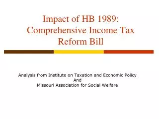 Impact of HB 1989: Comprehensive Income Tax Reform Bill