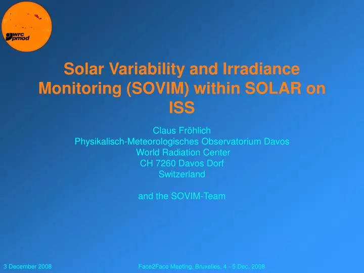 solar variability and irradiance monitoring sovim within solar on iss