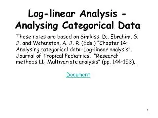 Log-linear Analysis - Analysing Categorical Data