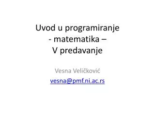 uvod u programiranje matematika v predavanj e