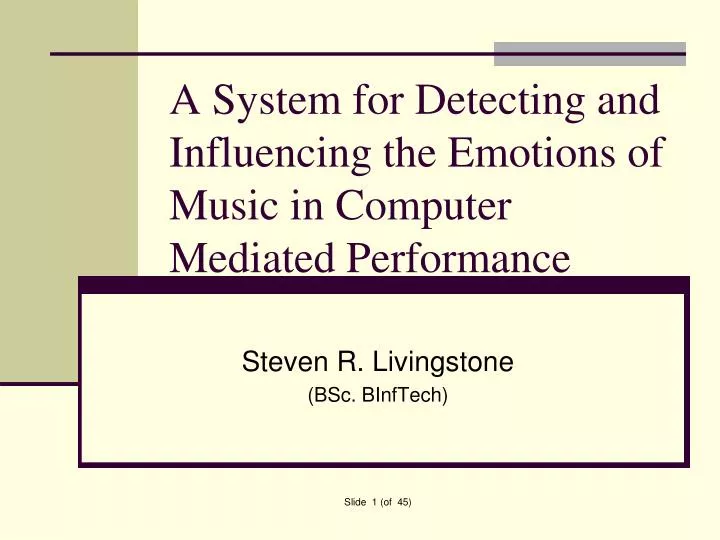 a system for detecting and influencing the emotions of music in computer mediated performance