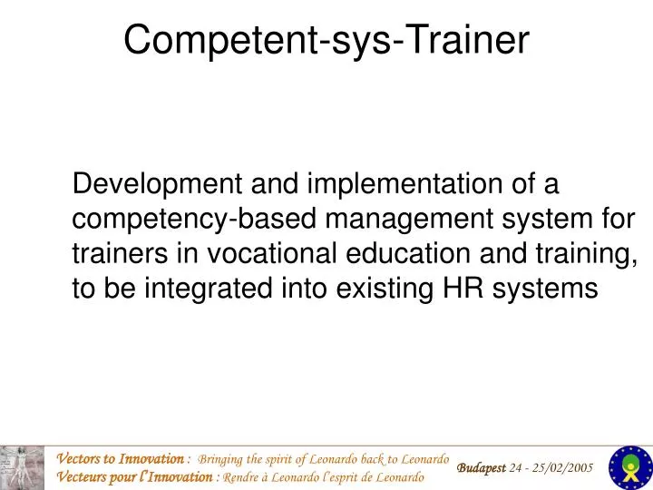 competent sys trainer