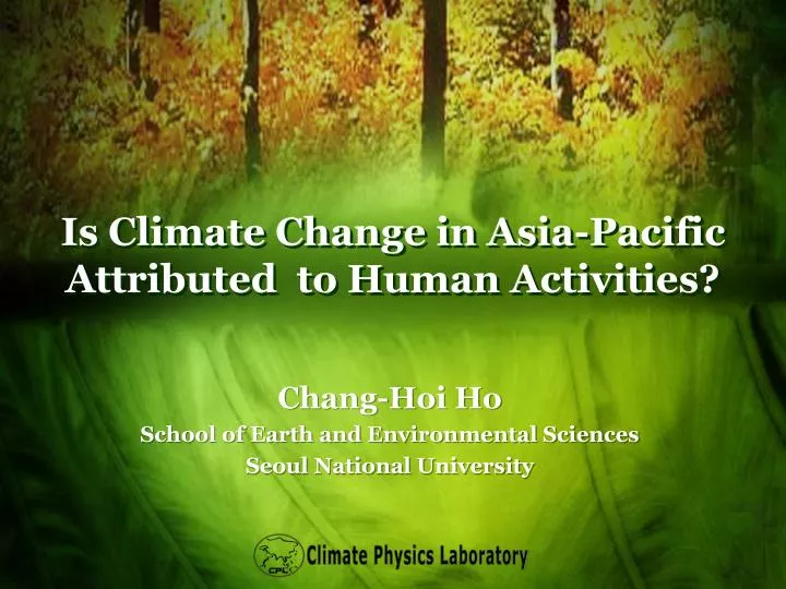 is climate change in asia pacific attributed to human activities