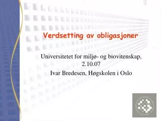 verdsetting av obligasjoner