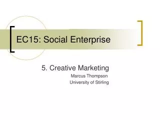 EC15: Social Enterprise