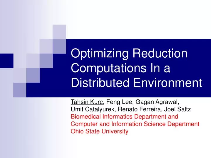optimizing reduction computations in a distributed environment