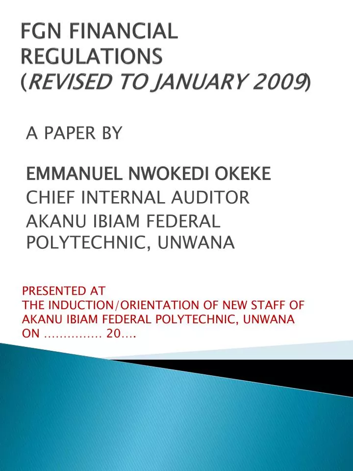 fgn financial regulations revised to january 2009