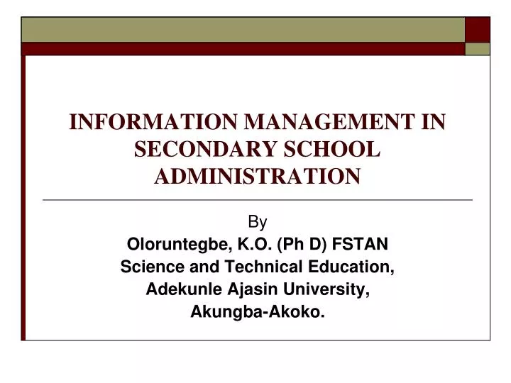 information management in secondary school administration