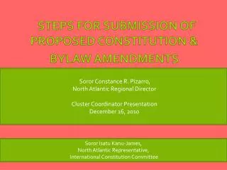 STEPS FOR SUBMISSION OF PROPOSED CONSTITUTION &amp; BYLAW AMENDMENTS