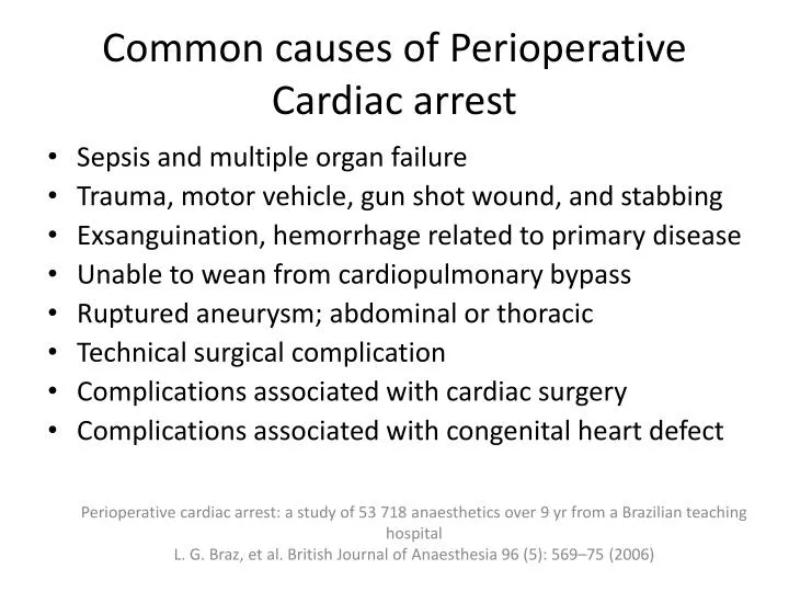 common causes of p erioperative cardiac arrest