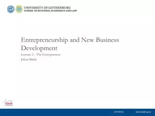 Entrepreneurship and New Business Development